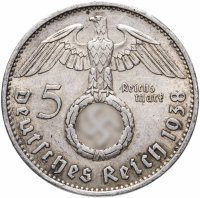 купить Фашистская Германия (Третий Рейх) 5 рейхсмарок (reichsmark) 1938 A орел со свастикой