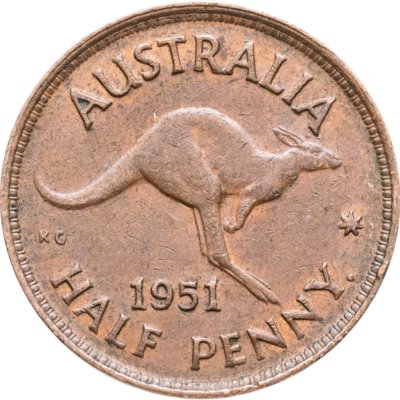 купить Австралия 1/2 пенни (penny) 1951 Точка после "PENNY"