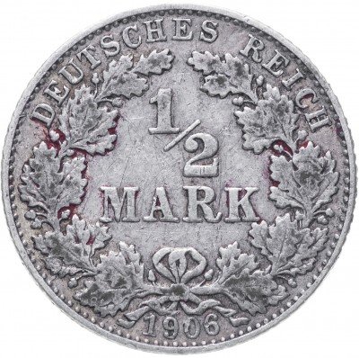 купить Германия (Германская империя) 1/2 рейх марки 1906 D