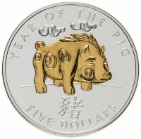 Купить Соломоновы острова 5 долларов 2007 "Китайский гороскоп - Год свиньи"