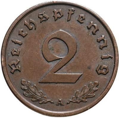 купить Германия (Третий Рейх) 2 рейхспфеннига "А" 1939