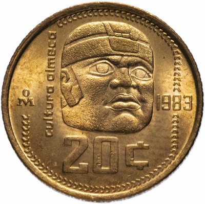 купить Мексика 20 сентавос 1983 Культура Ольмеков