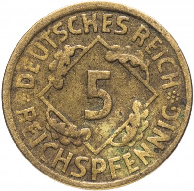 купить Германия 5 рейхспфеннигов (reichspfennig) 1924-1936, случайная дата и монетный двор