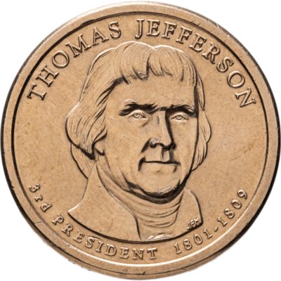 купить США 1 dollar (доллар) 2007 "Томас Джефферсон (3-й президент США)", знак монетного двора "Р" - Филадельфия