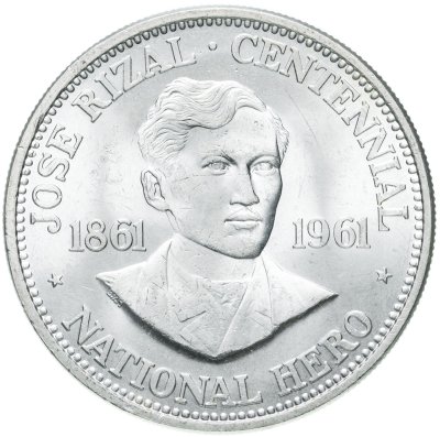 купить Филиппины 1 песо (peso) 1961 "100 лет со дня рождения Хосе Ризала"
