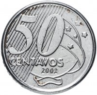 Купить Бразилия 50 сентаво 2002 г.