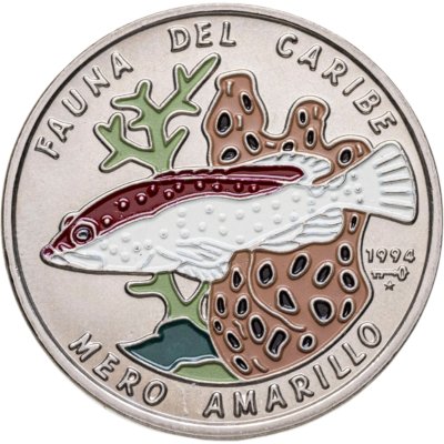 купить Куба 1 песо (peso) 1994 "Карибская фауна - Разноцветный групер"