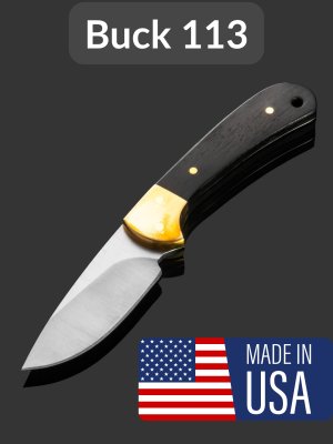 купить Туристический нож Buck мини Ranger Skinner (BU113BRS), сталь 420HC, рукоять дерево/орех, кожаные ножны