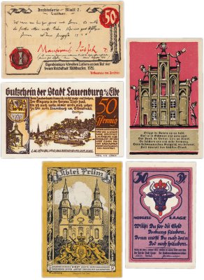 купить Германия (разные земли) набор из 5 нотгельдов 1920-1923