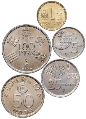 купить Испания набор из 5 монет 1980 Чемпионат мира по футболу 1982