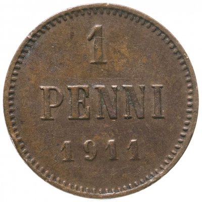 купить 1 пенни 1911, монета для Финляндии