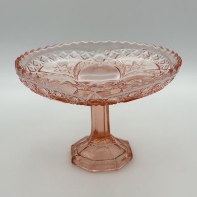 купить Конфетница розалинового оттенка, стекло, пресс, СССР, 1950-1980 гг.