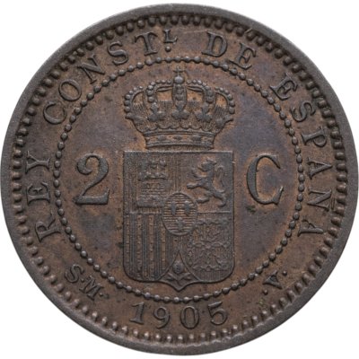 купить Испания 2 сентимо (centimos) 1905