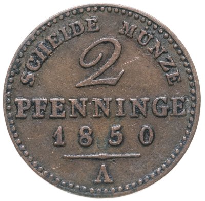 купить Германия, Пруссия 2 пфеннига 1850
