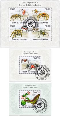 купить Коморы набор из 2 квартблоков "Флора и Фауна. Насекомые"