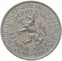 Купить Германия 5 марок 1986 "600 лет Гейдельбергскому университету"