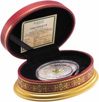 Купить Остров Ниуэ 2 доллара 2010 "Яйца Фаберже. Лист клевера" в футляре, с сертификатом