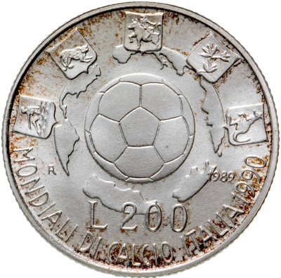 купить Италия 200 лир (lire) 1989 Чемпионат мира по футболу 1990