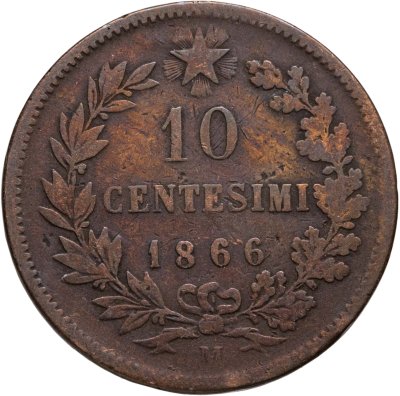 купить Италия 10 чентезимо (centesimi) 1866