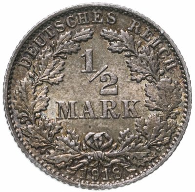 купить Германия 1/2 марки (mark) 1918 "E"