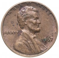 Купить США 1 цент (cent) 1967 без обозначения монетного двора