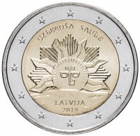 Купить Латвия 2 евро 2019 "Восход Солнца"
