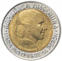 Купить Аргентина 1 песо 1997 год 50 лет женского избирательного права