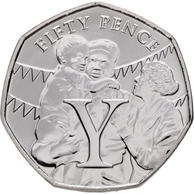 купить Остров Мэн 50 пенсов 2020 "75 лет Дню победы в Европе, буква Y"