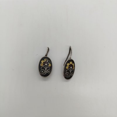 купить Серьги овальной формы с цветочным декором, мельхиор (медь-никель), чернение, СССР, 1970-1990 гг.