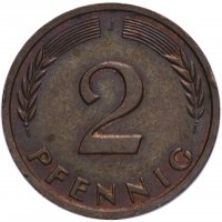 купить Германия 2 пфеннига (pfennig) 1959