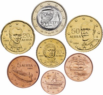 купить Греция набор монет от 1 евро цента до 1 евро 2007 (7 штук)