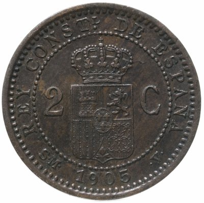 купить Испания 2 сентимо (centimos) 1905