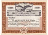 купить Акция США Peggy Anne Candy Stores 1950 г. ( чистый бланк)