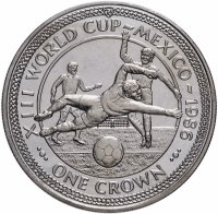 Купить Остров Мэн 1 крона 1986 "Чемпионат мира по футболу 1986, Мексика /гол, 3 игрока/"