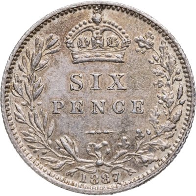 купить Великобритания, королева Виктория 6 пенсов (pence) 1887 новый портрет с короной