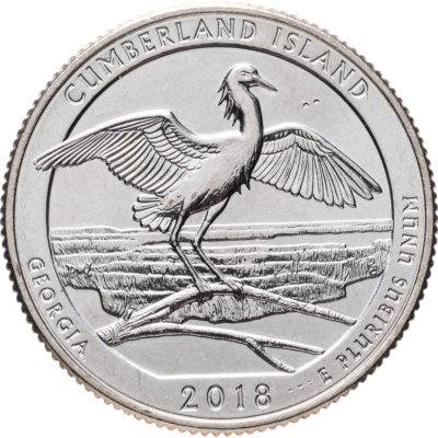 купить США 25 центов (квотер, 1/4 доллара, quarter dollar) 2018 D Национальный парк остров Камберленд, Джорджия знак монетного двора: "D" - Денвер