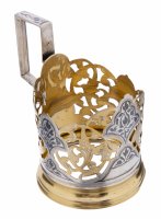 купить Подстаканник с растительным декором, серебро 875 пр., чернь, золочение, Кубачинский художественный комбинат, СССР, 1960-1970 гг.