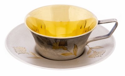 купить Пара кофейная с цветочным декором, серебро 875 пр., артель "Мстерский ювелир", СССР, 1971 г.