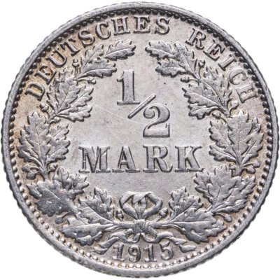 купить Германия 1/2 марки (mark) 1915 Знак монетного двора: "E" - Мульденхюттен