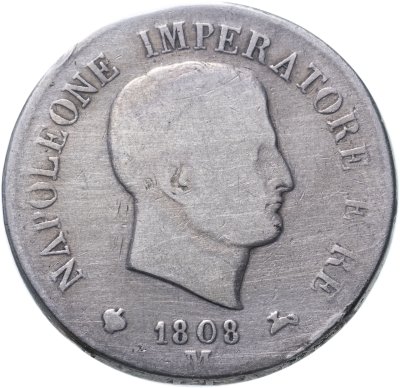 купить Королевство Италия (наполеоновское) 5 лир 1808 M, в запайке