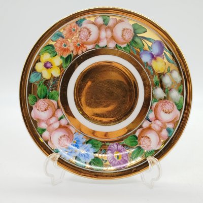купить Блюдце, украшенное цветочным декором, Vignaud brothers Limoges, фарфор, роспись, золочение, Франция, 1911-1938 гг.