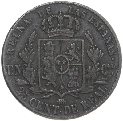 купить Испания 25 сентимо 1862