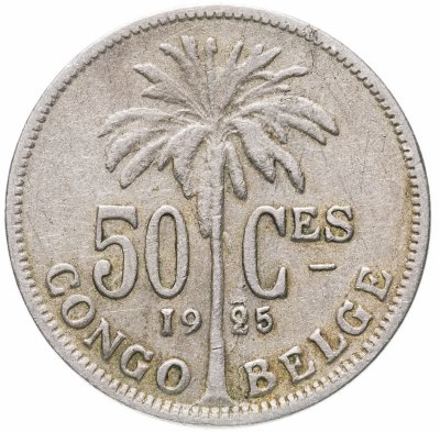 купить Бельгийское Конго 50 сантимов (centimes) 1925 Надпись на французском - 'ALBERT ROI DES BELGES'