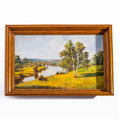 купить Картина "Пейзаж", холст, масло, подрамник, рама, подписана, инициалы художника "ГВИ", Россия, 1996 г.