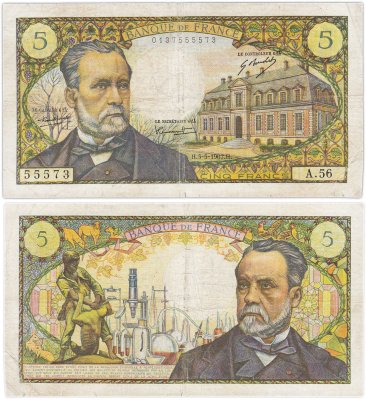 купить Франция 5 франков 1967 (Louis Pasteur, Луи Пастер) Pick 146