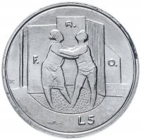 Купить Сан-Марино 5 лир (lire) 1976 "Республика"