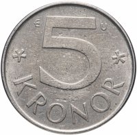 Купить Швеция 5 крон (kronor) 1976-1992