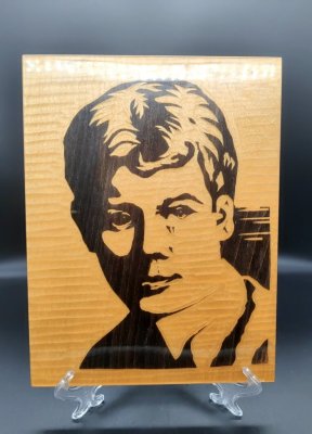 купить Панно декоративное "Сергей Есенин", дерево, лак, пирография, СССР, 1960-1980 гг.