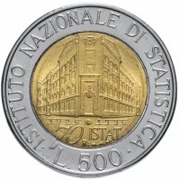 купить Италия 500 лир 1996 "70 лет Национальному институту статистики"