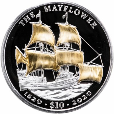 купить Британские Виргинские Острова 20 долларов 2020 "400 лет корабль Mayflower позолота", в футляре с сертификатом Редкость